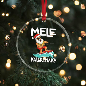 Mele Kalikimaka Crystal Glass Ornament Santa Water Skiing Summer Beach Hawaiian Christmas In July TS10 Print Your Wear