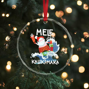 Mele Kalikimaka Crystal Glass Ornament Surfing Cute Santa Hawaiian Christmas TS09 Print Your Wear