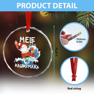 Mele Kalikimaka Crystal Glass Ornament Surfing Cute Santa Hawaiian Christmas TS09 Print Your Wear