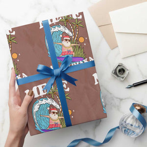 Mele Kalikimaka Hawaii Xmas Surfing Santa Wrapping Paper Roll Summer Beach Hawaii Xmas In July TS10 Mocha Print Your Wear
