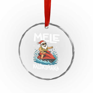 Mele Kalikimaka Hawaiian Christmas Crystal Glass Ornament Funny Santa Jet Ski Summer Beach Xmas In July TS10 Print Your Wear