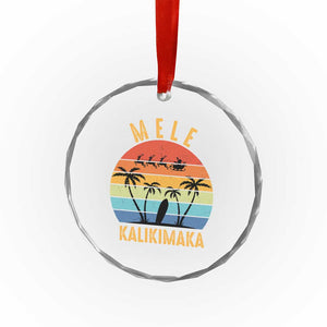 Mele Kalikimaka Hawaiian Xmas Crystal Glass Ornament Retro Hawaii Island Palm Beach Surfboard Surf Xmas Family TS10 Print Your Wear