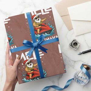Mele Kalikimaka Hawaiian Xmas Wrapping Paper Roll Funny Santa Jet Ski Summer Beach Xmas In July TS10 Mocha Print Your Wear