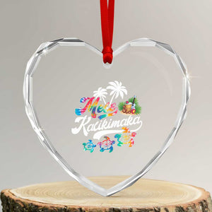 Mele Kalikimaka Tie Dye Xmas Turtle Heart Crystal Glass Ornament TS09 Transparent Glass 3'' Heart Print Your Wear