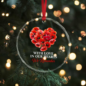Memorial Day Crystal Glass Ornament With Love In Our Hearts We Remember Red Poppy Flower TS11 Print Your Wear