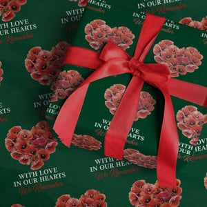 Memorial Day Wrapping Paper Roll With Love In Our Hearts We Remember Red Poppy Flower TS11 Green Print Your Wear