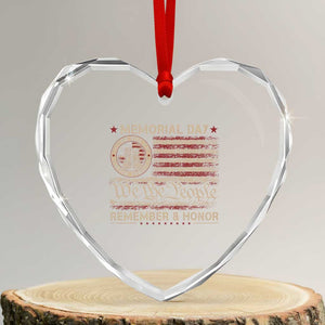 Memorial Day Heart Crystal Glass Ornament Remember And Honor Red Poppy Flower Military Veteran TS11 Transparent Glass 3'' Heart Print Your Wear