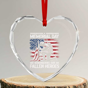 Memorial Day Heart Crystal Glass Ornament Remembering Our Fallen Heroes Veteran Day American Flag TS11 Transparent Glass 3'' Heart Print Your Wear