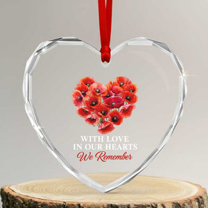 Memorial Day Heart Crystal Glass Ornament With Love In Our Hearts We Remember Red Poppy Flower TS11 Transparent Glass 3'' Heart Print Your Wear