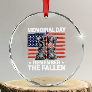 Memorial Day Remember The Fallen Crystal Glass Ornament Veteran Military Vintage USA Flag TS10 Transparent Glass 3'' Circle Print Your Wear