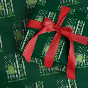 Mental Health Awarenes Wrapping Paper Roll Peace Love Hope Green Ribbon TS14 Green Print Your Wear