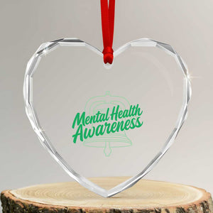 Mental Health Matters Awareness Heart Crystal Glass Ornament Support Squad Green Ribbon TS14 Transparent Glass 3'' Heart Print Your Wear