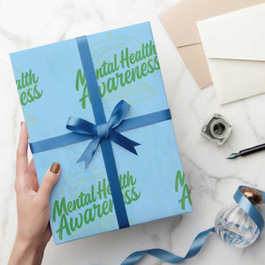 Mental Health Matters Awareness Wrapping Paper Roll Support Squad Green Ribbon TS14 Light Blue Print Your Wear