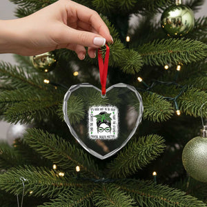 Mental Health Matters Heart Crystal Glass Ornament Messy Bun Green Ribbon Support TS14 Print Your Wear