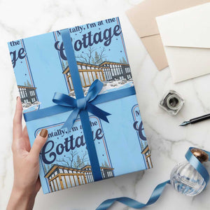 Mentally I'm at the Cottage Wrapping Paper Roll Funny Hockey Romance TS14 Light Blue Print Your Wear
