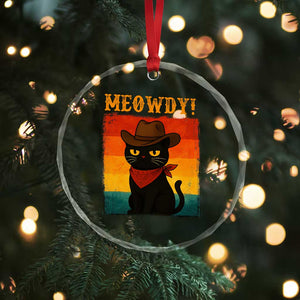 Meowdy Cowboy Cat Crystal Glass Ornament Cute Black Kitten Country Western TS14 Print Your Wear