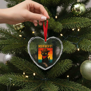 Meowdy Cowboy Cat Heart Crystal Glass Ornament Cute Black Kitten Country Western TS14 Print Your Wear