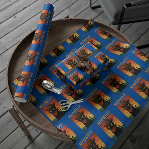 Meowdy Cowboy Cat Wrapping Paper Roll Cute Black Kitten Country Western TS14 Blue Print Your Wear