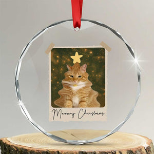 Meowy Christmas Crystal Glass Ornament Funny Cat Xmas Tree Retro Vintage Photo TS10 Transparent Glass 3'' Circle Print Your Wear