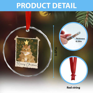 Meowy Christmas Crystal Glass Ornament Funny Cat Xmas Tree Retro Vintage Photo TS10 Print Your Wear