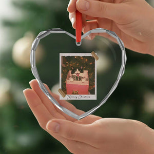 Meowy Christmas Heart Crystal Glass Ornament Cute Cat Lovers Xmas Retro Vintage Photo TS10 Print Your Wear
