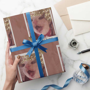 Meowy Christmas Wrapping Paper Roll Funny Cat Lovers Xmas Vintage Photo TS10 Mocha Print Your Wear