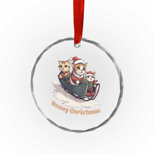 Meowy Xmas Cute Cat Sleigh Crystal Glass Ornament TS09 Print Your Wear