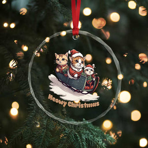 Meowy Xmas Cute Cat Sleigh Crystal Glass Ornament TS09 Print Your Wear