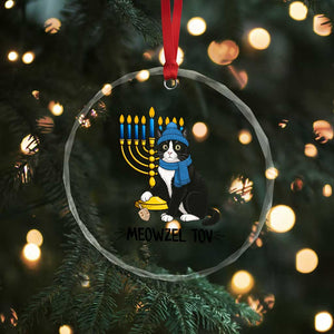 Meowzel Tov Crystal Glass Ornament Black Cat Playing Dreidel Menorah Hanukkah Gift TS12 Print Your Wear