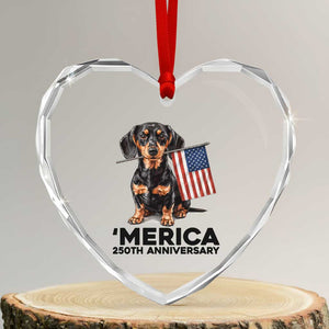 Merica Dachshund Lover Heart Crystal Glass Ornament 250th Anniversary Gift TS12 Transparent Glass 3'' Heart Print Your Wear