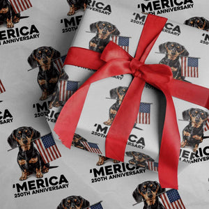Merica Dachshund Lover Wrapping Paper Roll 250th Anniversary Gift TS12 White Print Your Wear