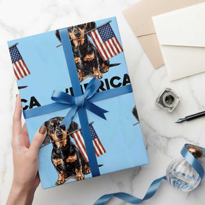 Merica Dachshund Lover Wrapping Paper Roll 250th Anniversary Gift TS12 Light Blue Print Your Wear