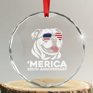 Merica English Bulldog Lover Crystal Glass Ornament 250th Anniversary Gift TS12 Transparent Glass 3'' Circle Print Your Wear