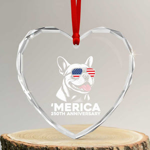 Merica French Bulldog Lover Heart Crystal Glass Ornament 250th Anniversary Gift TS12 Transparent Glass 3'' Heart Print Your Wear