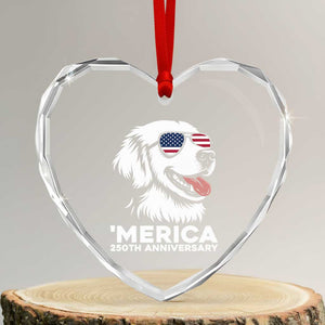 Merica Golden Retriever Lover Heart Crystal Glass Ornament 250th Anniversary Gift TS12 Transparent Glass 3'' Heart Print Your Wear