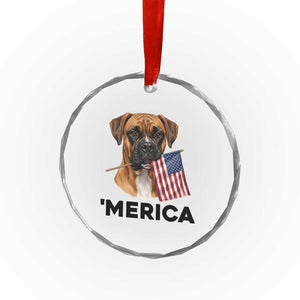 Merica Patriotic Boxer Mom Dad Gift Crystal Glass Ornament Merica 4th Of July TS12 Print Your Wear