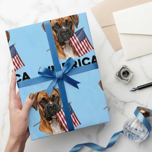 Merica Patriotic Boxer Mom Dad Gift Wrapping Paper Roll Merica 4th Of July