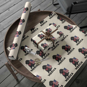 Merica Poodle Dog Lover Gift Wrapping Paper Roll Patriotic 4th Of July