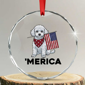 Merica Poodle Mom Dad Patriotic Gift Crystal Glass Ornament 4th Of July Pride TS12 Transparent Glass 3'' Circle Print Your Wear