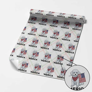 Merica Poodle Mom Dad Patriotic Gift Wrapping Paper Roll 4th Of July Pride