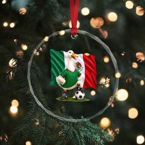Merlin the Duck Mexico Flag Soccer Player Crystal Glass Ornament Mexican Pride Football Fans