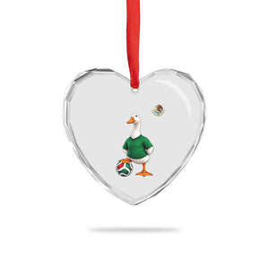 Merlin the Duck Soccer Player Mexico Fans Heart Crystal Glass Ornament Mexican Sports Futbol Lovers Viral Animal in Green Jersey Graphic
