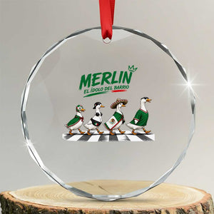 Merlin the Ducks Crosswalk Walk Parody Crystal Glass Ornament El Idolo Del Barrio Mexico Duck Soccer Football Fans TS02 Transparent Glass 3'' Circle Print Your Wear