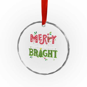 Merry And Bright Christmas Tree Xmas Holiday Crystal Glass Ornament TS09 Print Your Wear