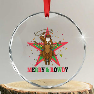 Merry And Rowdy Kwanzaa Santa Cowboy Christmas Gift Crystal Glass Ornament TS12 Transparent Glass 3'' Circle Print Your Wear