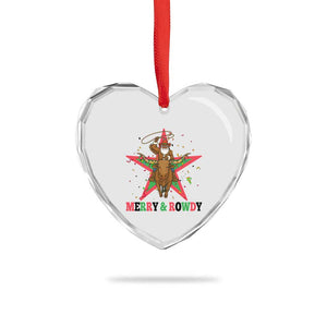 Merry And Rowdy Kwanzaa Santa Cowboy Christmas Gift Heart Crystal Glass Ornament TS12 Print Your Wear