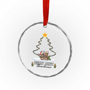 Merry Army Xmas Crystal Glass Ornament Military Family Veteran Gift Camo Boots TS10 Print Your Wear