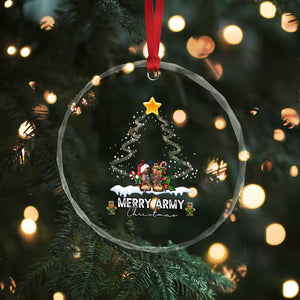 Merry Army Xmas Crystal Glass Ornament Military Family Veteran Gift Camo Boots TS10 Print Your Wear