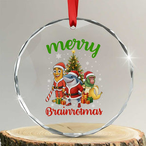 Merry Brainrotmas Crystal Glass Ornament Funny Italian Brainrot Meme Christmas TS12 Transparent Glass 3'' Circle Print Your Wear