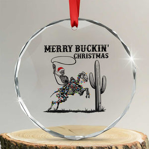 Merry Buckin Christmas Crystal Glass Ornament Funny Skeleton Santa Horse Rider TS12 Transparent Glass 3'' Circle Print Your Wear